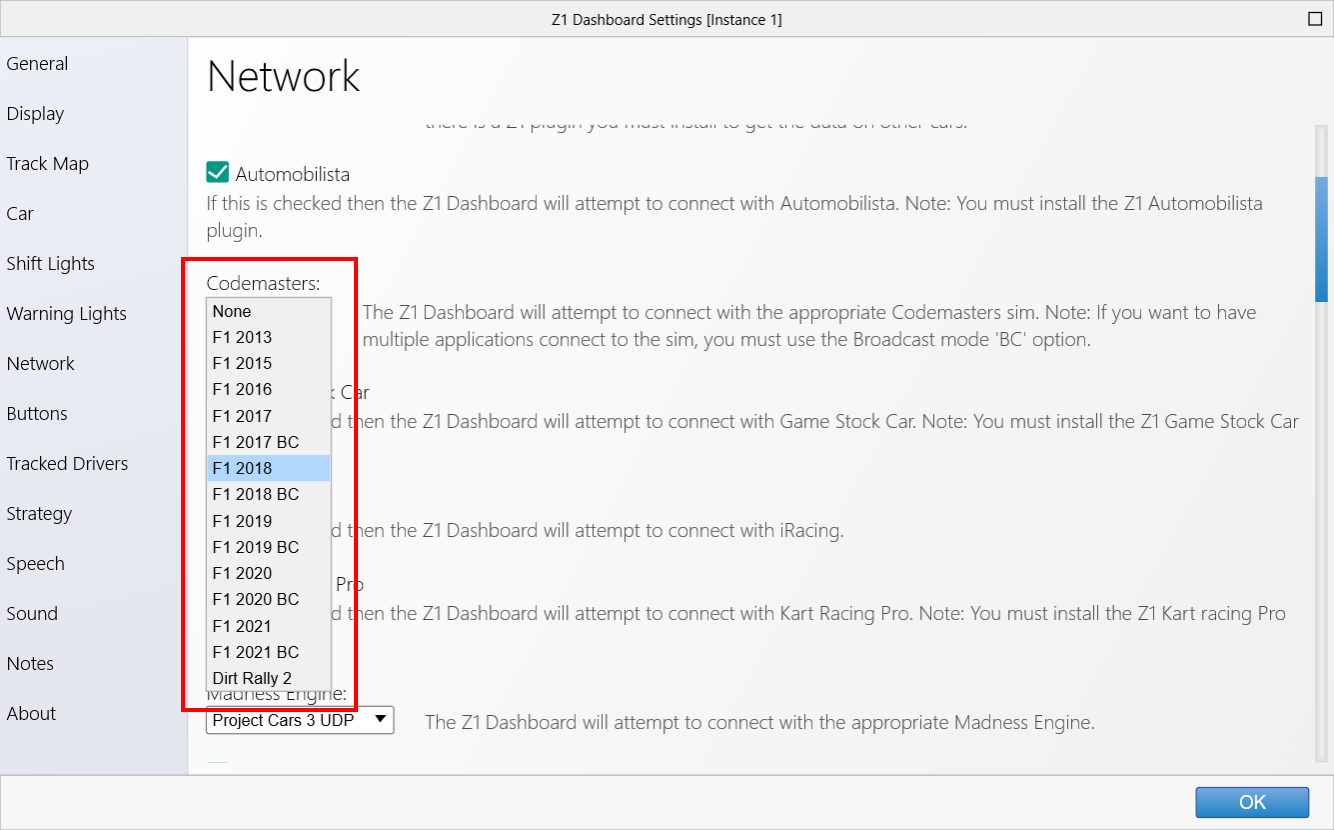 z1 dashboard supported sims simtools excel